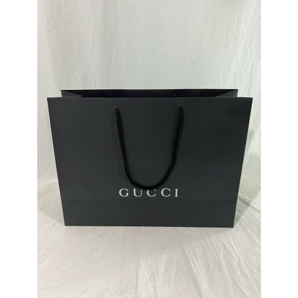 Gucci Reusable Paper Shopping Bag Gift Rope Handle Black 14" x 19" x 6.6" - Picture 7 of 9